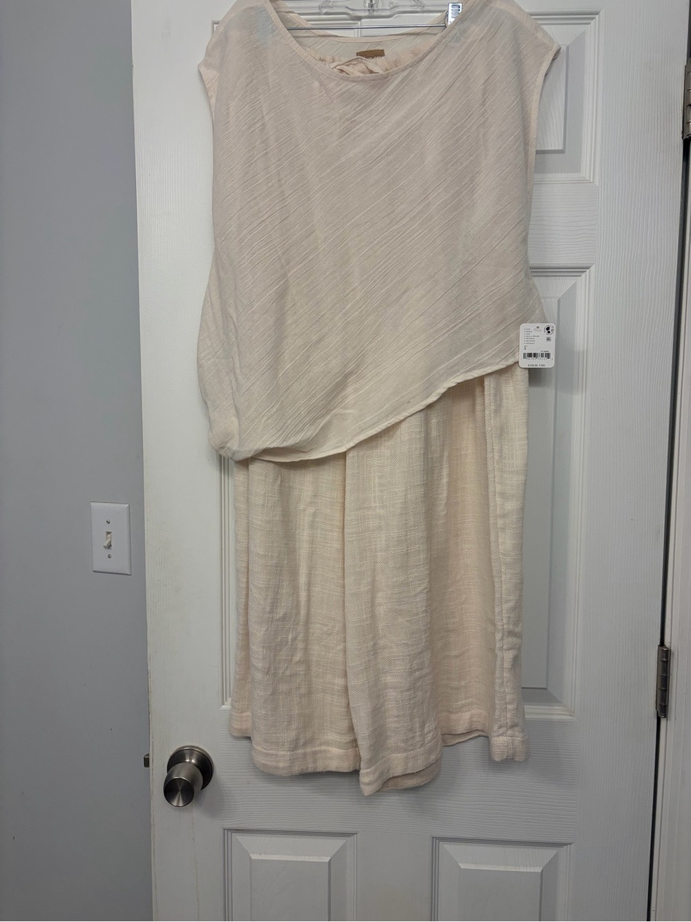 Free People Light Cream Textured Sleeveless 2 piece outfit.